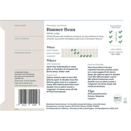 Runner Bean Seeds 'Firestorm' & 'White Lady' Duo