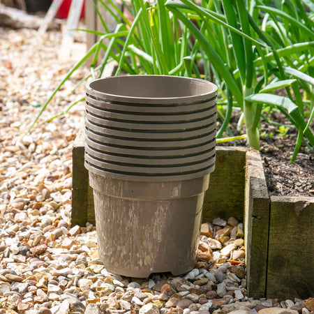 Taupe-Grey Plastic Plant Pots 3L
