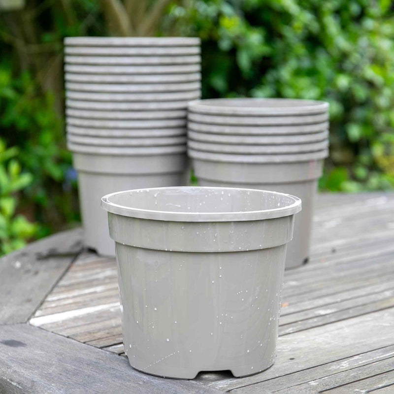 Taupe-Grey Plastic Plant Pots 3L