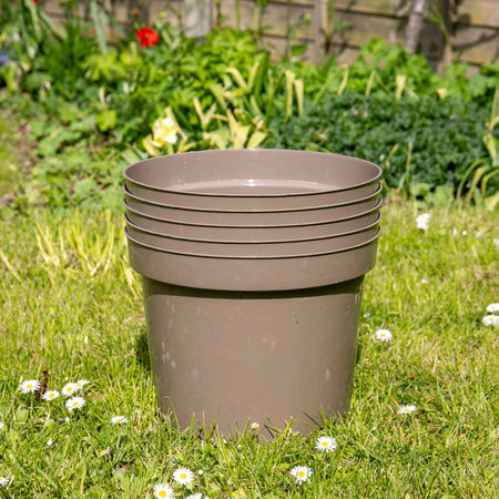 Taupe-Grey Plastic Plant Pots 10L