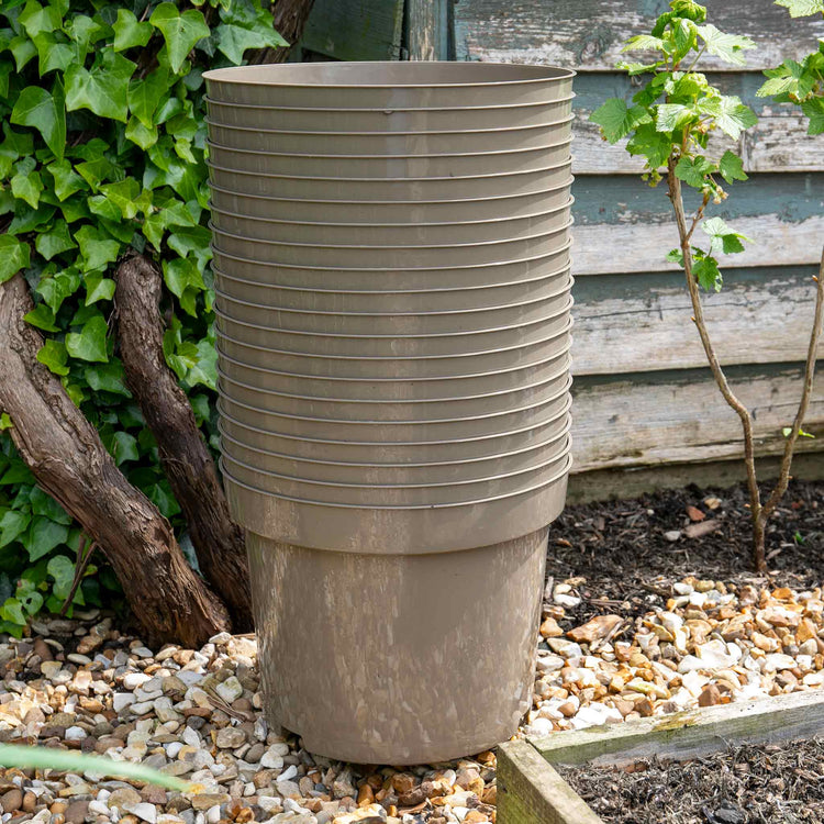 Taupe-Grey Plastic Plant Pots 10L