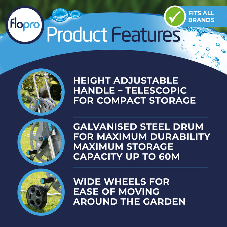 FloPro Heavy Duty Metal Hose Cart