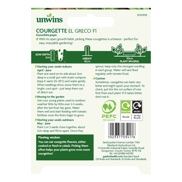 Courgette Seeds - Unwins Easy Wins
