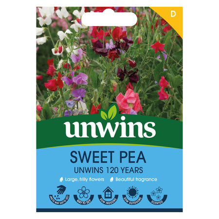 Sweet Pea Seeds 'Unwins 120 Years Mix'